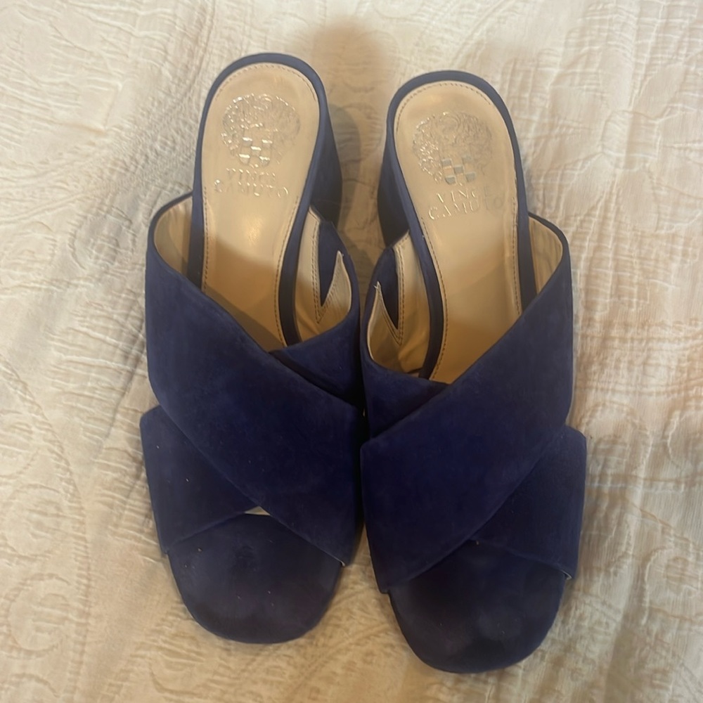 Vince Camuto Total Blue Suede Slides - image 1